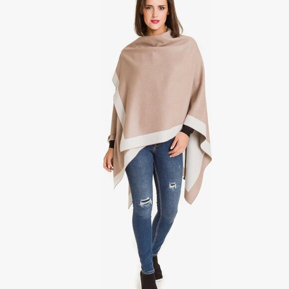 Women's Shawl Wrap Poncho Ruana Cape Cardigan Sweater Open Front for Travel Flig - Picture 6 of 8